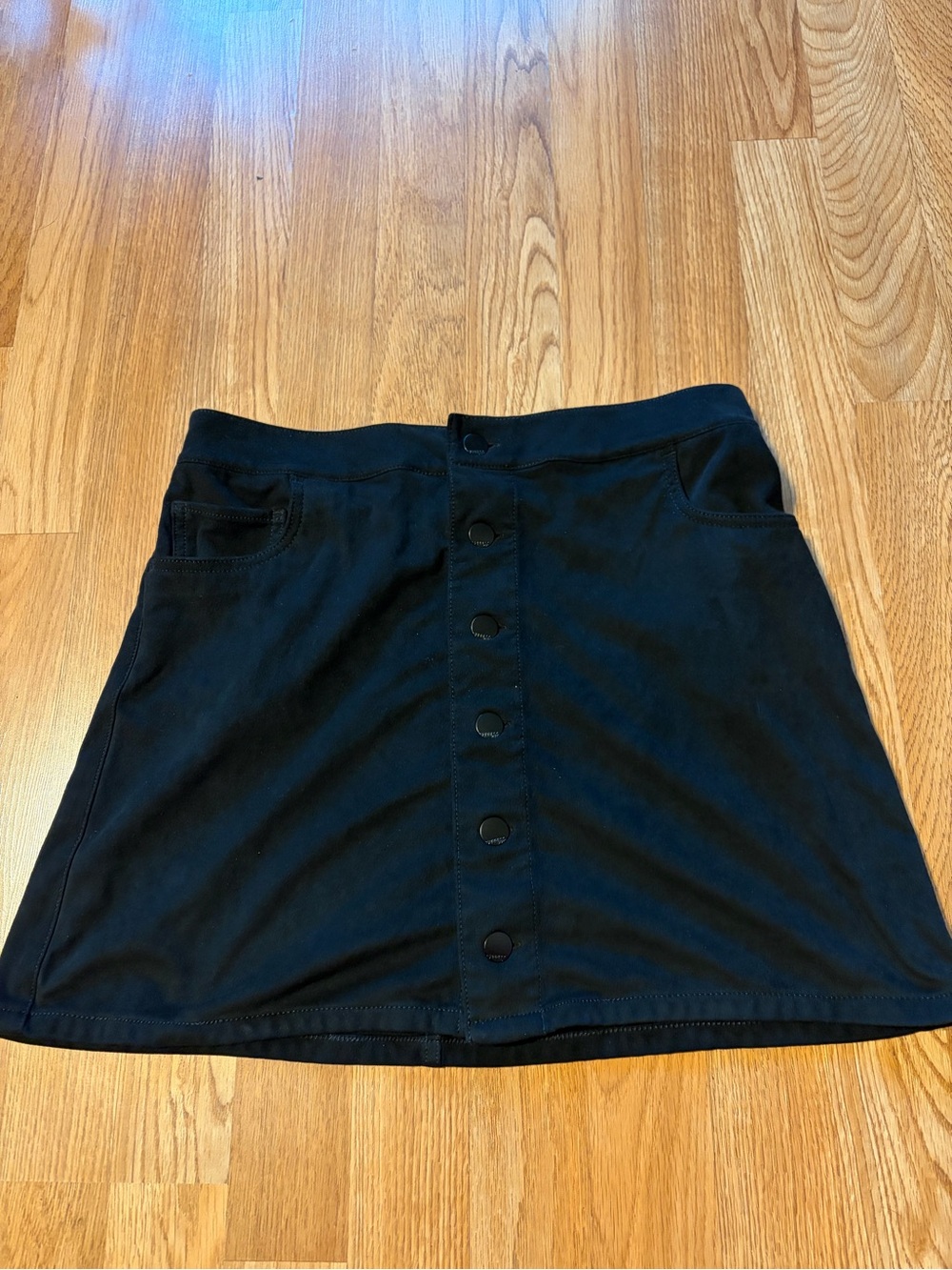 Express Black Button-Front Mini Skirt